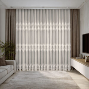 Perdea Steluta cu Broderie Eleganta Crem 12617