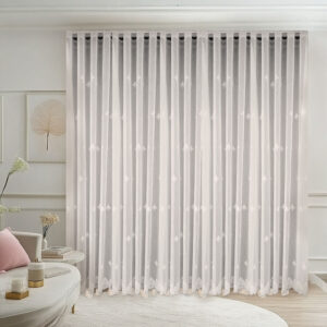 Perdea Eva cu Broderie Fina Crem L4.45m/H2.60m cu Rejansa Wave