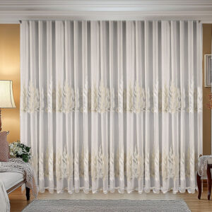 Perdea Serenity cu Broderie Premium  Crem /Auriu  24779L1.35m/H2.55m cu Pliu Pauza Pliu (sina de 0.50 mt)