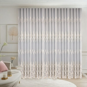 Perdea Evelina cu Broderie Tesuta Crem/Auriu L5m/H2.55m cu Rejansa Wave