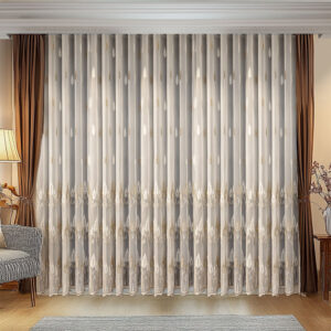 Perdea Jasmin cu Broderie Moderna Crem/Auriu 25PR194