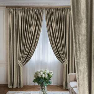 Draperie de Catifea Texturata Lux Blackout 80% Crem Light L5m/H2.15m cu Rejansa Wave