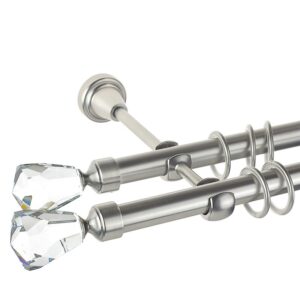 Crystal Cone Double – set galerie metalica dubla Crom Mat 19 mm