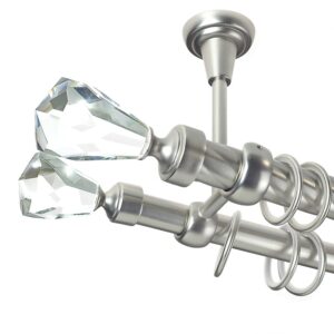 Crystal Cone Double – set galerie metalica dubla, prindere tavan,teava Twister, Crom Mat 25/19 mm