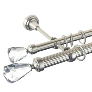 Crystal Cone Double – set galerie metalica dubla, teava Striata, Crom Mat 25/19 mm