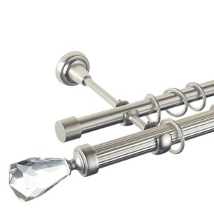 Crystal Cone – set galerie metalica dubla, teava striata, Crom Mat 25/19 mm