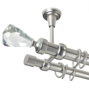 Crystal Cone – set galerie metalica dubla,prindere tavan, Crom Mat 25/19 mm