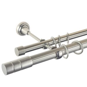 Cylinder – set galerie metalica dubla , teava striata Crom Mat 25/19 mm