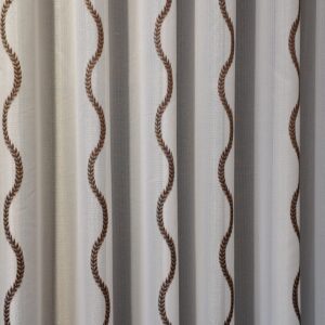 Perdea  din In cu  Broderie   Maro