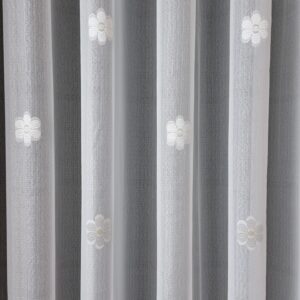 Perdea  Cristal cu  Broderie  Florala 3D Alb