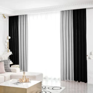 Draperie de Catifea Duo / Negru cu Gri Deschis  L3m/H2.55m cu Rejansa de 6cm