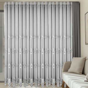 Perdea Delicata Samira cu Broderie  Alb /Gri 24441