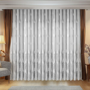 Perdea Jasmin cu Broderie Moderna Alb/Gri L5m/H2.55 cu Rejansa Wave