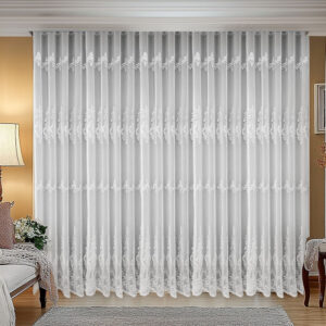 Perdea Reina cu Broderie Imperiala  Gri L5m/H2.60m cu Rejansa Wave