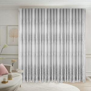 Perdea Evelina cu Broderie Tesuta Gri L5m/H2.55m cu Rejansa Wave