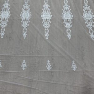 Material de Perdea Brodata Textura Groasa Alb