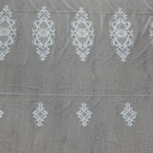 Material de Perdea Brodata Textura Groasa Crem