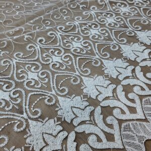 Material de Perdea Brodata Textura Groasa Crem L1.60m/H2.77m cu Rejansa Wave