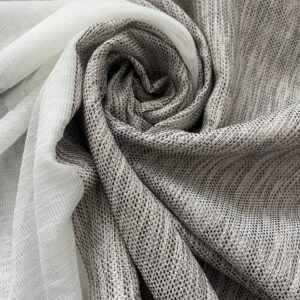 Material de Perdea Alb cu Textura Groasa cu Bordura Maro