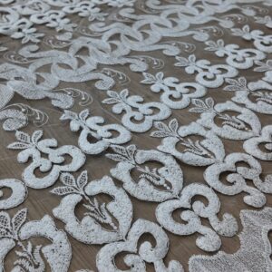 Material de Perdea Brodata Textura Groasa Crem