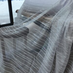 Material de Perdea Alb Cu Dungi