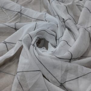 Material de Perdea Brodata Model Baklava Gri