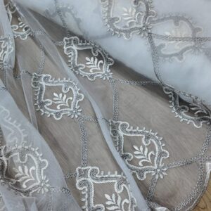 Material de Perdea Brodata   Alb