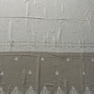 Material de Perdea Brodata Tul  Alb /Bej