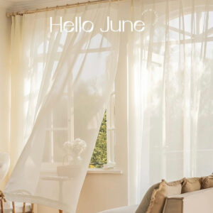 Perdea din Matase Sintetica Crem- Galben