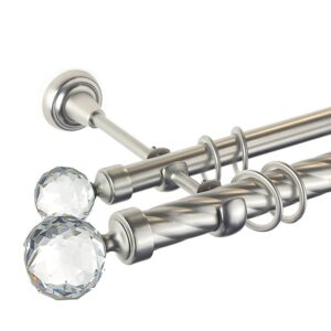 Kula Crystal Double- set galerie metalica dubla, teava Twister, Crom Mat 25/19 mm