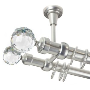 Kula Crystal Double- set galerie metalica  dubla,prindere tavan, Crom Mat 25/19 mm