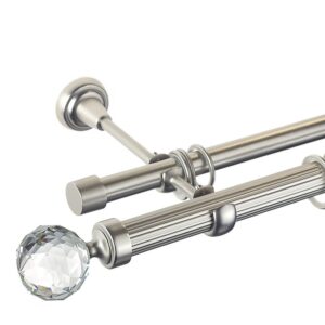 Kula Crystal – set galerie metalica dubla,teava Striata, Crom Mat, 25/19 mm