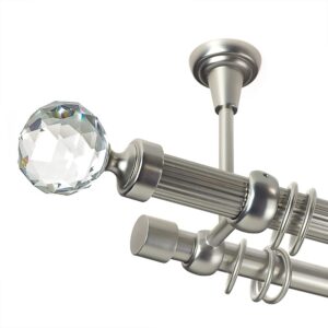 Kula Crystal – set galerie metalica dubla,teava striata,prindere tavan, Crom Mat, 25/19 mm