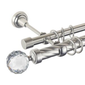 Kula Crystal – set galerie metalica dubla,teava Twister, Crom Mat, 25/19 mm