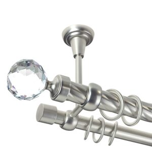 Kula Crystal – set galerie metalica dubla,teava Twister,prindere tavan, Crom Mat, 25/19 mm