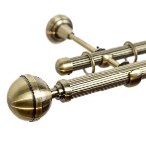 Kula Lux – set galerie metalica dubla , teava striata Aur Antic 25/19 mm