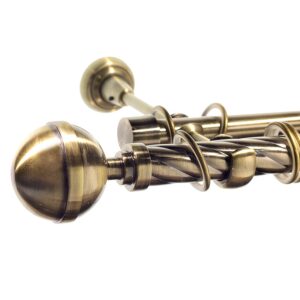 Kula Lux – set galerie metalica dubla, teava Twister, Aur Antic 25/19 mm