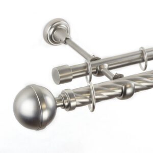 Kula Lux – set galerie metalica dubla, teava Twister, Crom Mat 25/19 mm