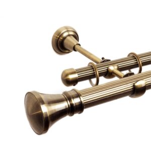 Luxor – set galerie metalica dubla , teava striata Aur Antic 25/19 mm