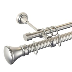 Luxor – set galerie metalica dubla, teava striata, Crom Mat 25/19 mm