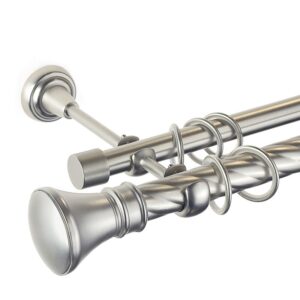 Luxor – set galerie metalica dubla, teava Twister, Crom Mat 25/19 mm