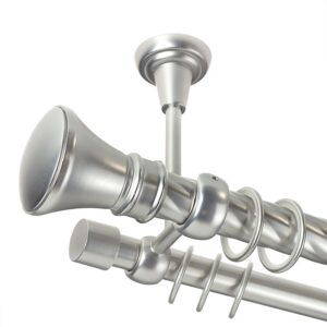 Luxor – set galerie metalica dubla,prindere tavan, teava Twister, Crom Mat 25/19 mm