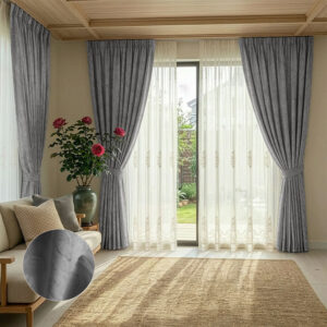 Draperie Lyon Luxury din Catifea cu Insertii   Blackout 70 % Gri