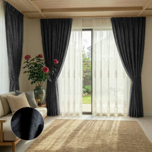 Draperie Lyon Luxury din Catifea cu Insertii   Blackout 70 % Negru