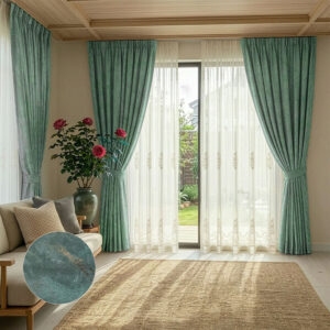 Draperie Lyon Luxury din Catifea cu Insertii   Blackout 70 % Verde Menta