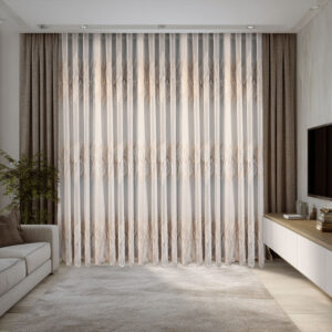 Perdea Ana cu Broderie Decorativa Maro