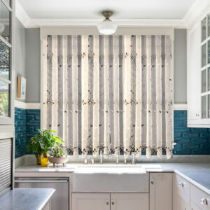 Perdea Brodata Bucatarie Lumière cu Fluturi Maro/Auriu 25PR163