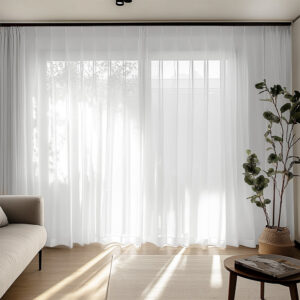 Perdea Matase Sintetica Alb L3m/H2.50m cu Rejansa de 6 cm