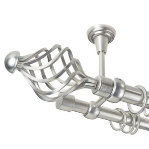 Navona – set galerie metalica dubla, prindere tavan, Crom Mat 25/19 mm