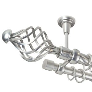 Navona – set galerie metalica dubla, prindere tavan, teava Twister,  Crom Mat, 25/19 mm